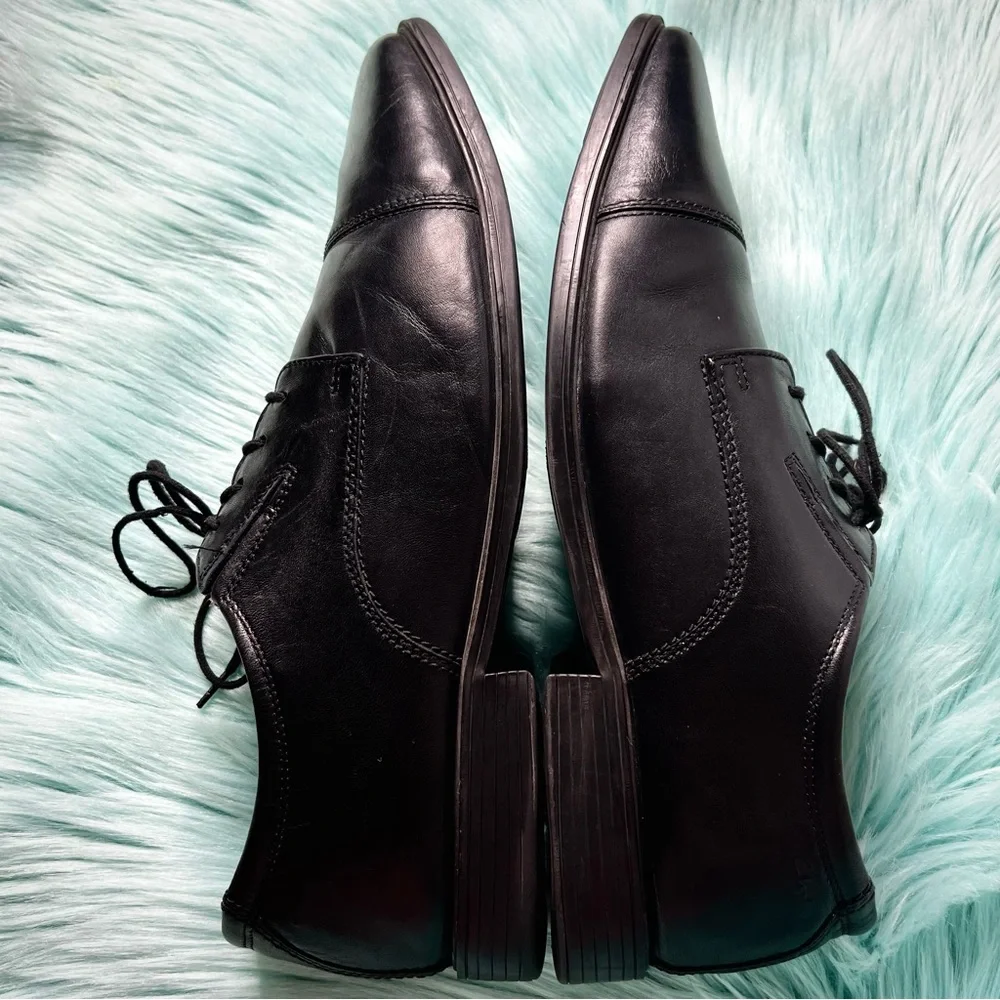 Clarks Men’s Black LEATHER Derby Dress Shoes Size 13 Lace Up Comfort Cap Toe